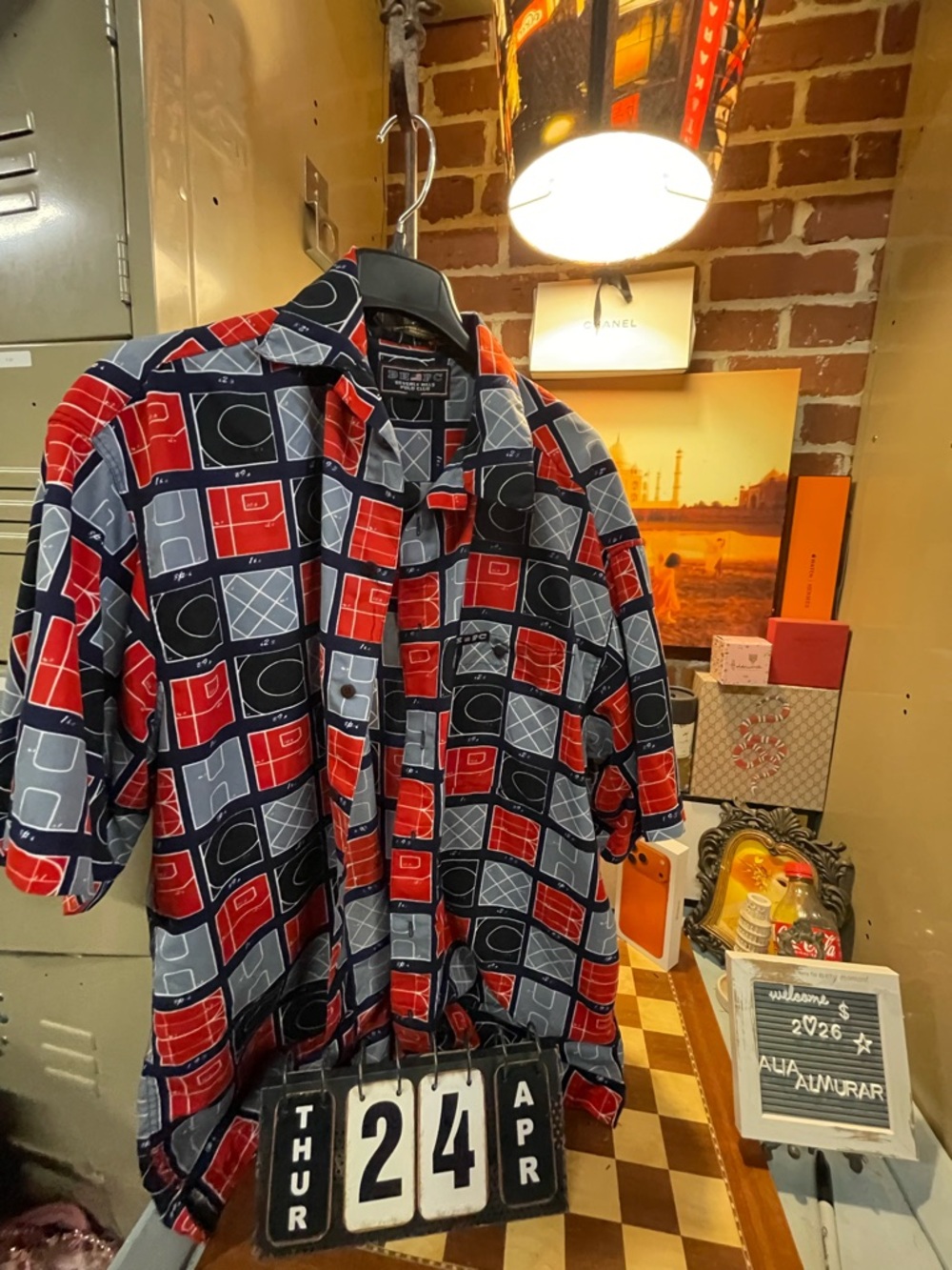 BEVERLY HILLS POLO CLUB NWT Geometric AOP SHORT SLEEVE SHIRT BUTTON UP